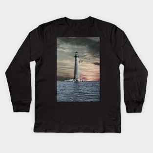 Lighthouse At Sunset Kids Long Sleeve T-Shirt